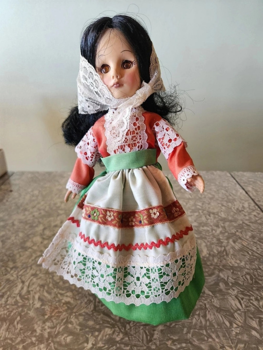 Traditional Costume Doll Green & Red